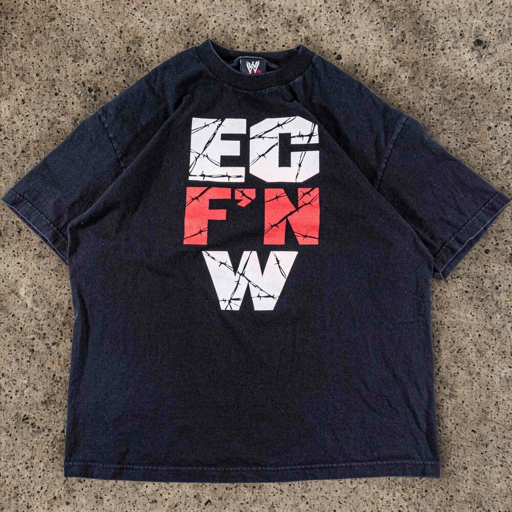 ECW WWE EC F’N W T-Shirt 2002 Y2K Mens XL Hardcore Wrestling Black Vintage